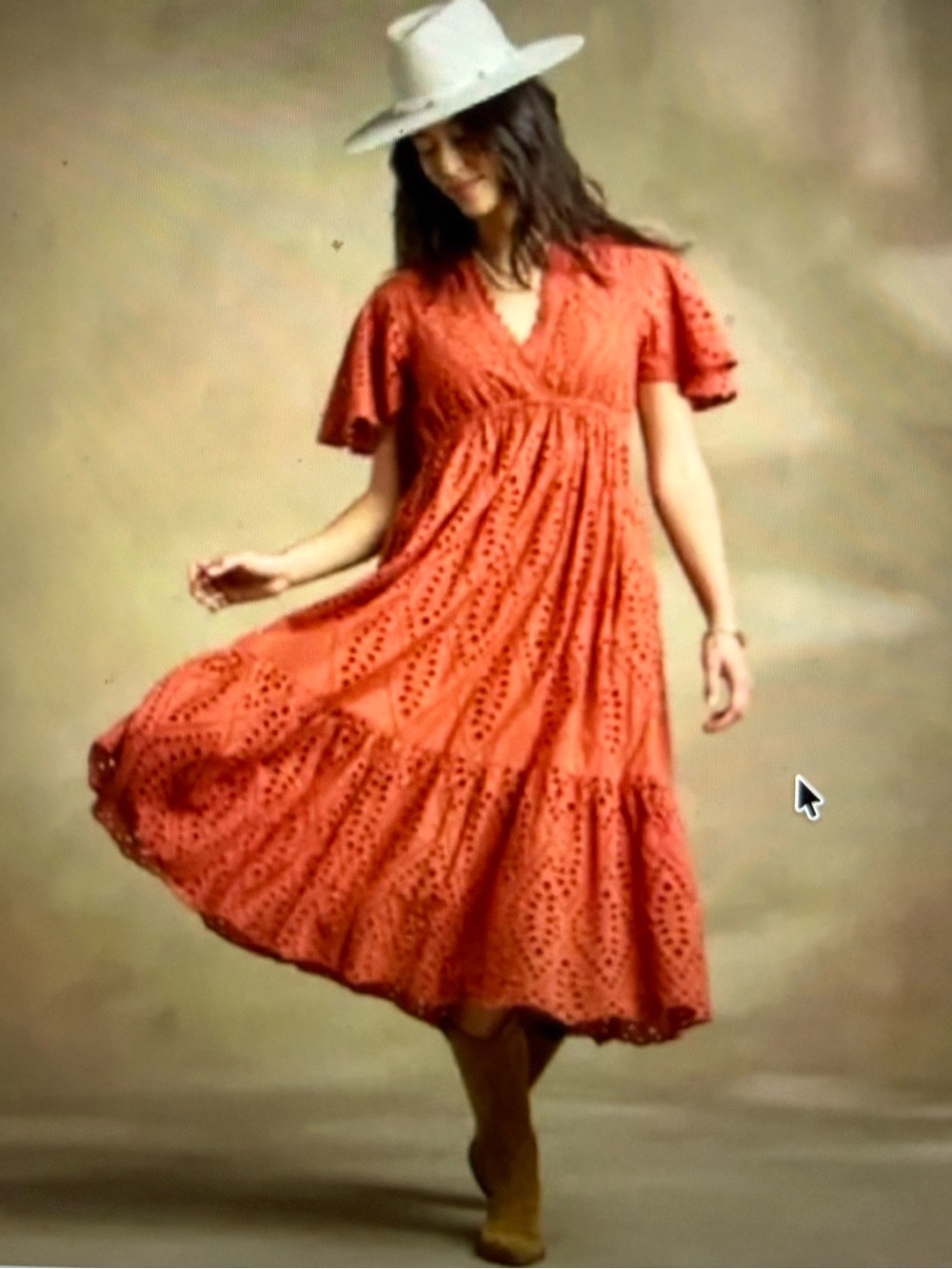 SUNDANCE Eyelet V-Neck Dress